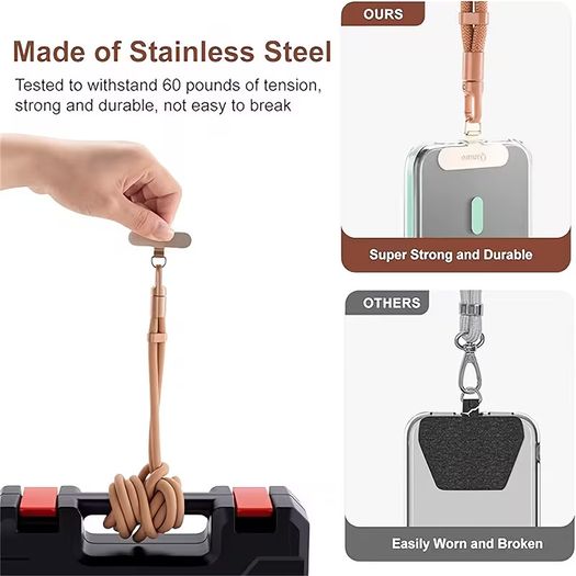 Adjustable Stainless Steel Spacer Phone Lanyard, Crossbody/Neck Strap, Durable Anti-Loss Polyester Long Cord. Suitable for Daily Use, Travel, Outdoor Activities. A Durable and Sturdy Lanyard for Phones, Earphones, and ID Badges. Ideal as a Gift