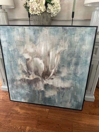 Large Floral canvas with Walnut surround.