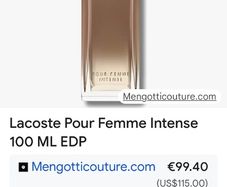 Lacoste Intense Perfume 90mls