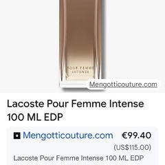 Lacoste Intense Perfume 90mls