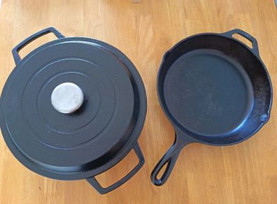 Cast Iron Pot and Skillet