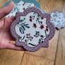 Set of ceramic coasters folk flowers NEW Image 2