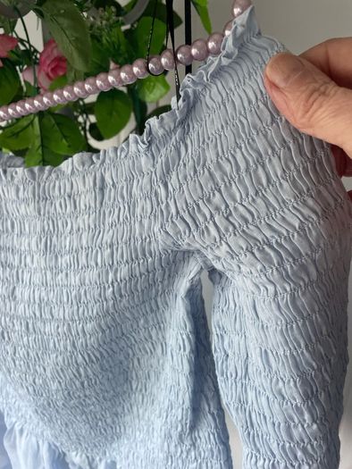 top zara light blue off shoulder top medium