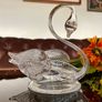 Large Vintage Cut Crystal Swan Candy Bowl Trinket Dish Clear Glass Image 10