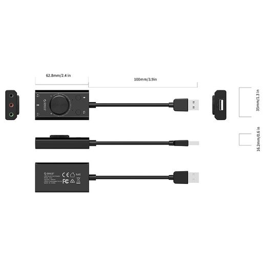 ORICO Multifunction USB External Digital Stereo Sound Card (3 AUX+Full Sound Control) (For PC/Laptop/PS/Mobile/Tablet) (Brand New/Warranty)