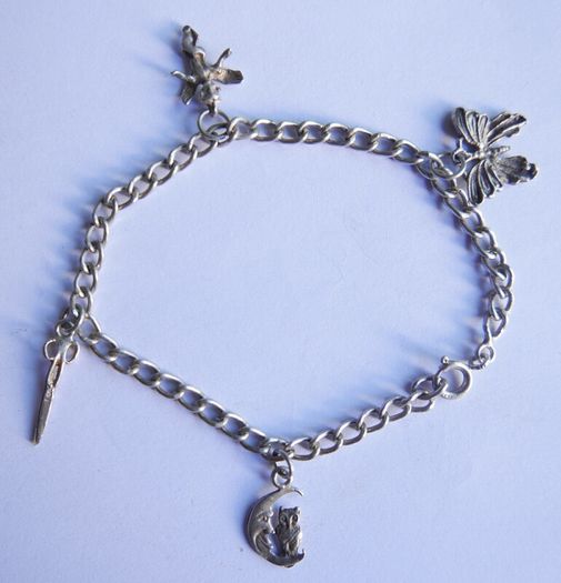 Vintage Sterling Silver 925 Charm Bracelet length 8" - 9,3g
