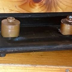Antique Wooden Double Inkwell Desk Stand