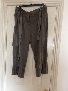 Khaki silk style combat Trousers