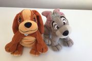A Pair of Lady and The Tramp 7" Beanie Plushes