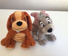 A Pair of Lady and The Tramp 7" Beanie Plushes