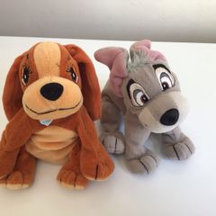 A Pair of Lady and The Tramp 7" Beanie Plushes