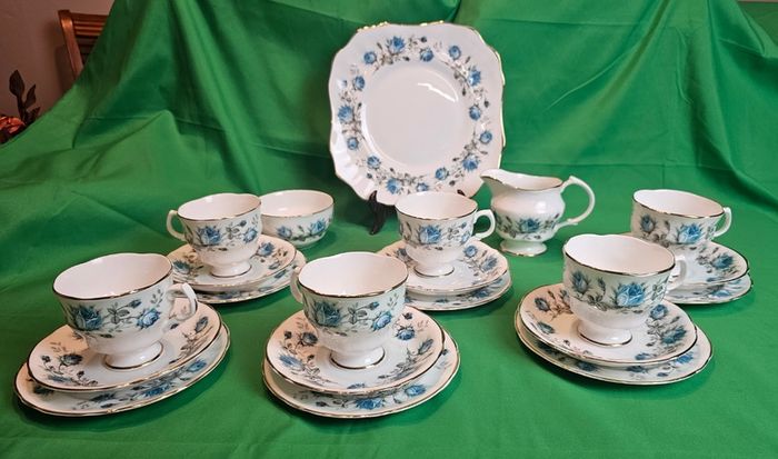 Vintage Arklow Bone China Blue Roses Tea Set | Fine Irish Porcelain with Gold Trim