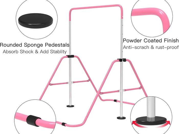 Gymnastics Bars, Junior Training Kip Bar Gymnastics Equipment for Home,Adjustable Height Folding Horizontal Bar with Gymnastic Rings for Kid
