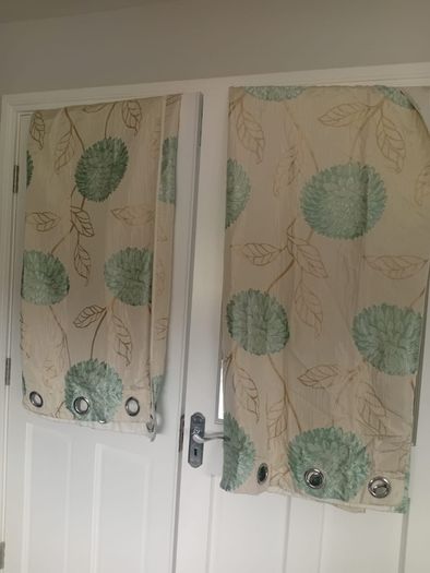 curtains Duck egg blue and cream/ off white