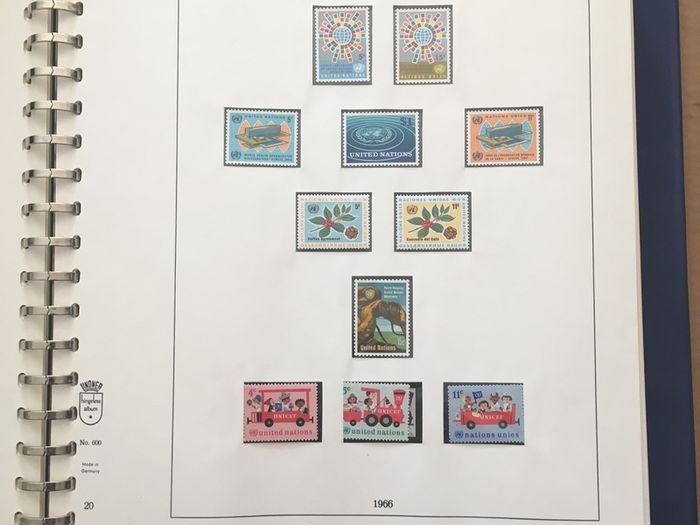 1951-1980s United Nations Stamp Collection Mint Never Hinged (MNH) in Lindner Pages housed in album (60 images showing contents)
