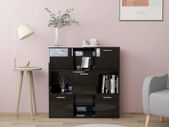 Book Cabinet High Gloss Black 90x30x90 cm Chipboard