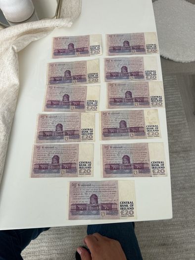 Irish 20 pound note in a frame
