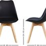 Retro Modern Dining Chairs  Lorenzo Plastic Chairs with Cushioned Pad Seat  Solid Beech Wooden Legs Side Chair for Living Room Kitchen Office Lounge Black, Pack of 2 Image 2