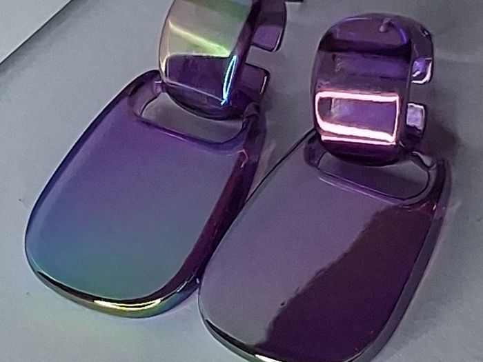 Metallic Purple Retro Buckle Iridescent Earrings
