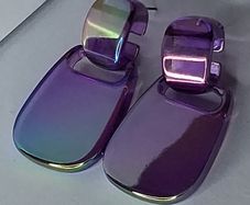 Metallic Purple Retro Buckle Iridescent Earrings