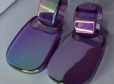 Metallic Purple Retro Buckle Iridescent Earrings