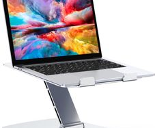 Laptop Stand Adjustable Height, Ergonomic Air-Ventilated Laptop Riser Holder for Desk, Aluminum Foldable Laptop Cooling Pads Computer Stand Compatible with MacBook
