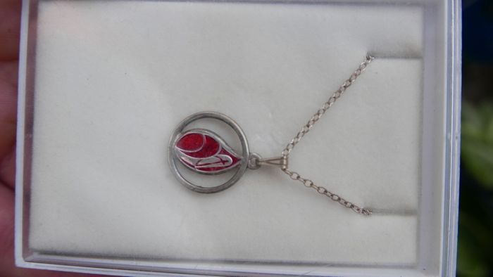 Vintage Sterling Silver 925 Red Teardrop Pendant and Chain 3g