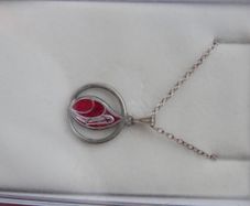 Vintage Sterling Silver 925 Red Teardrop Pendant and Chain 3g