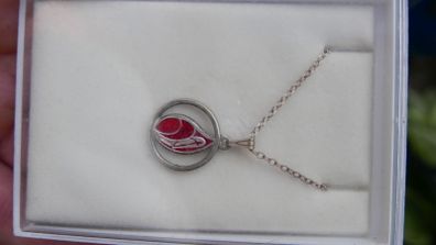 Vintage Sterling Silver 925 Red Teardrop Pendant and Chain 3g