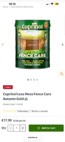 Cuprinol Less Mess Fence Care Autumn Gold 5L