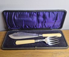 Vintage English silver plate Fish Knife and Fork