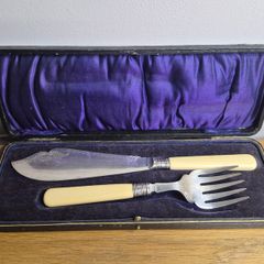 Vintage English silver plate Fish Knife and Fork