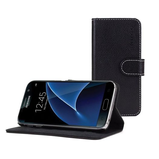 New Stylist Black PU leather Phone Book wallet Case Cover For Samsung Galaxy S7 Edge