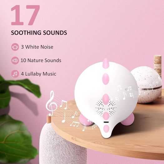 H-chin Kids Alarm Clock, Sleep Trainer for Children with Night Light, Sound Machine, Alarm Clock with Wake-Up Time for Toddlers (Pink)