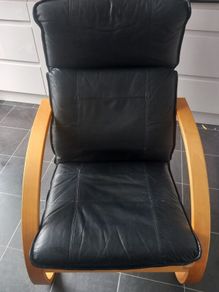 black leather Ikea poang chair
