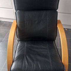 black leather Ikea poang chair