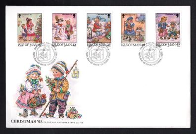 1993 Isle of Man Christmas Commemorative Stamps addressed First Day Cover (FDC)