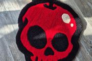 Red Apple / Halloween / Handmade / Rug / Carpet /  Red / Poison Apple / Skull / Tufted / Horror edition / Custom Design