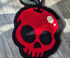 Red Apple / Halloween / Handmade / Rug / Carpet /  Red / Poison Apple / Skull / Tufted / Horror edition / Custom Design