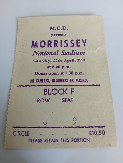 Morrissey  Concert Ticket From 1991 National Stadium.