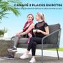2-Seater Resin Wicker Garden Sofa with Cushions, Outdoor Sofa with Armrests, Steel Frame Image 6