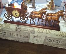 1930s-40s United Horse Drawn Wagon Electric Motion Clock
