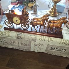 1930s-40s United Horse Drawn Wagon Electric Motion Clock