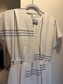 Next Dresses White Plaid Midi Dress. Size 10 (Brand New