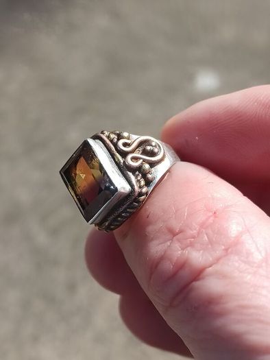 Large Green Citrine Sterling Silver Ring