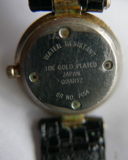 18k Gold Plated Vintage Dimpax Crystal Blue Glass Ladies Quartz Wrist Watch (some Scratches On The Crystal)