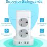 Tower Extension Lead with USB Slots 2M, 8 AC Outlets and 4 USB Ports Multi Plug Socket Extension Tower, Surge Protected with Switch, Power Strip Outlets Extension Cord for Home, Office, Kitchen Image 6