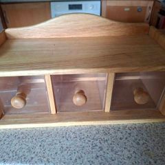 Wooden spice rack or desktop chest with clear acrylic drawers