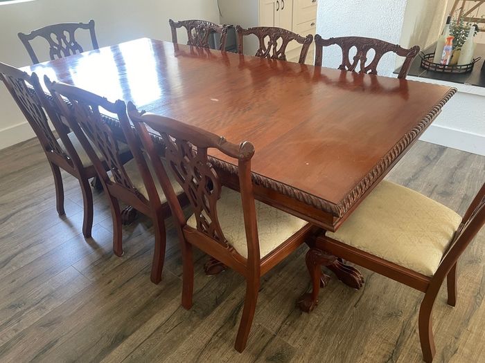 Antique solid wood table and chairs