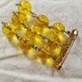 Antique 1930s art deco dangle beaded brooch sunburst brass amber hand blown glass gift vintage Image 5